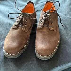 Timberland Men's 7.5 Redwood Falls Waterproof Derby Brown Leather Shoes Lace-Up